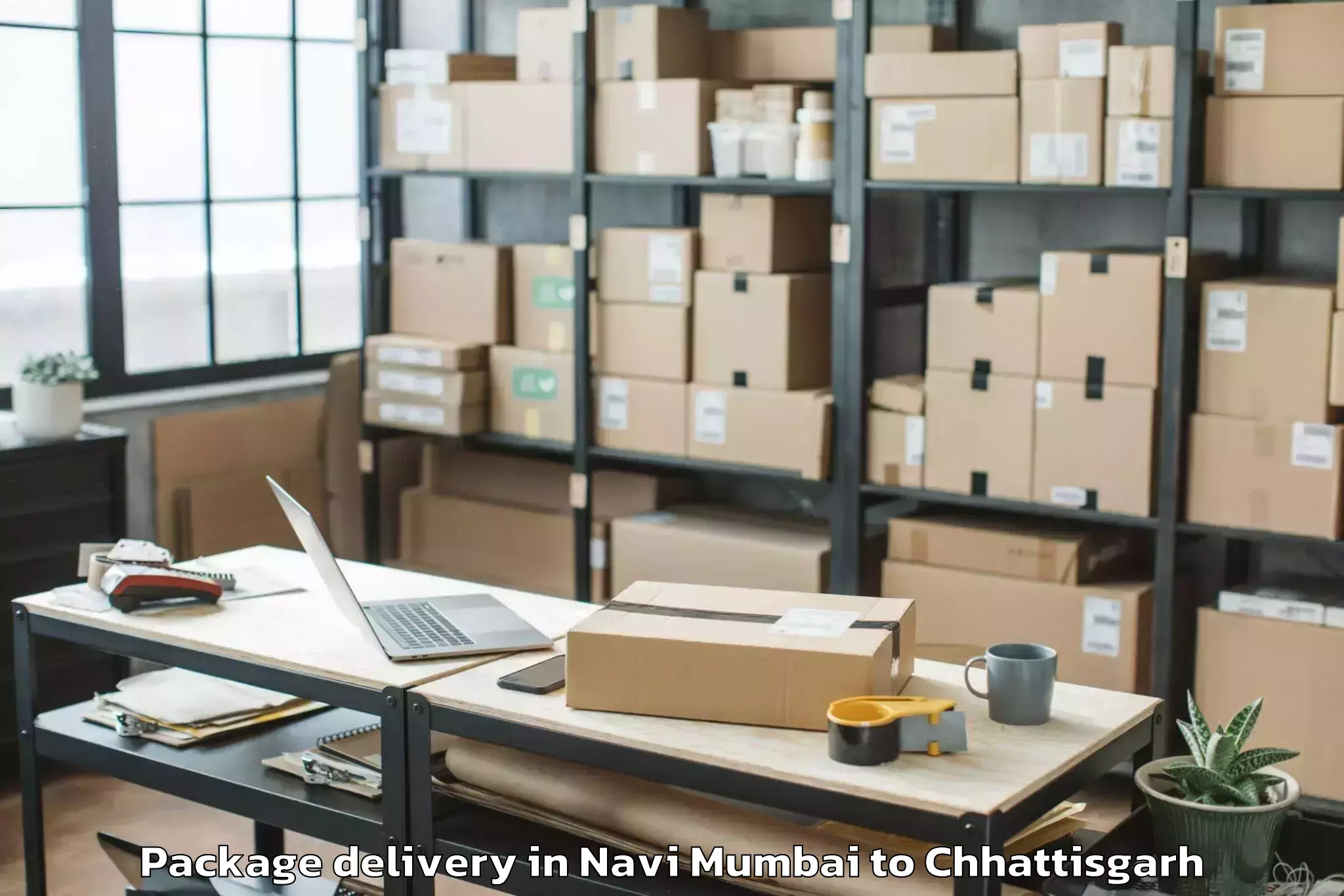 Top Navi Mumbai to Isbm University Gariyaband Package Delivery Available